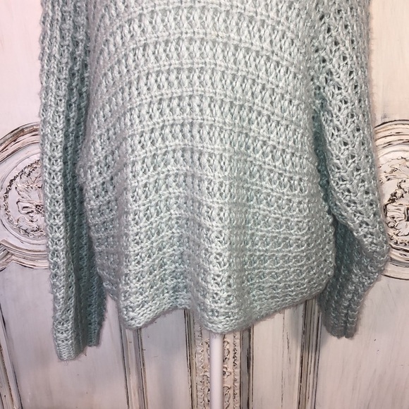 Express Slouchy Oversized Dolman Long Sleeves Open Knit Mint Green Sweater S/M - Picture 5 of 11